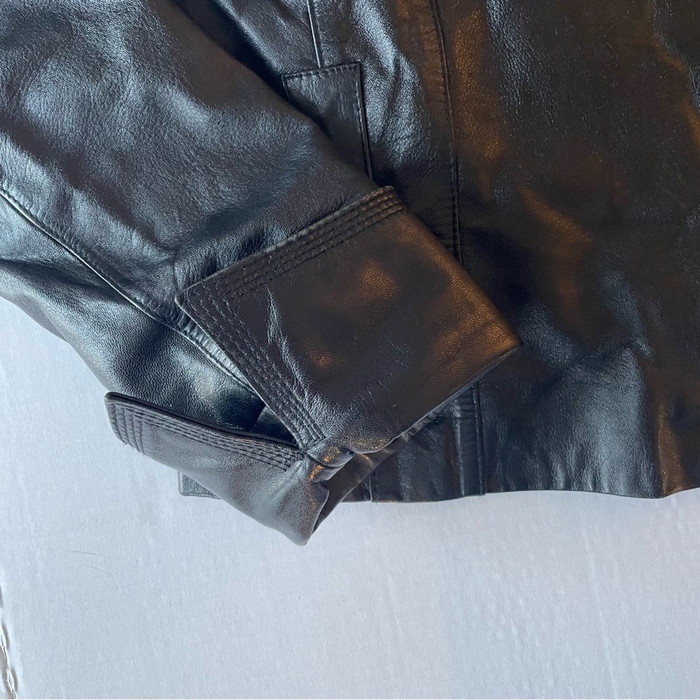 Wilsons Leather Pelle Studio Black Moto Jacket Vintage Y2K Quilt Lining 80’s - Picture 11 of 15